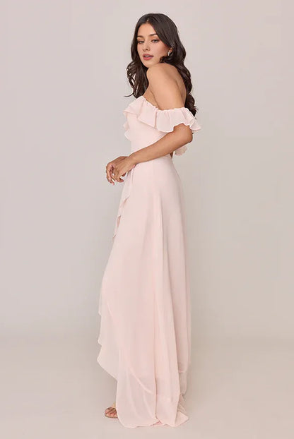 Timeless Special Occasion Elegant Blush Pink Chiffon A-Line Sweetheart Sleeveless Bridesmaid Dress
