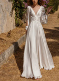 V-Neck Long Sleeves Floor-Length Wedding Dress in Like