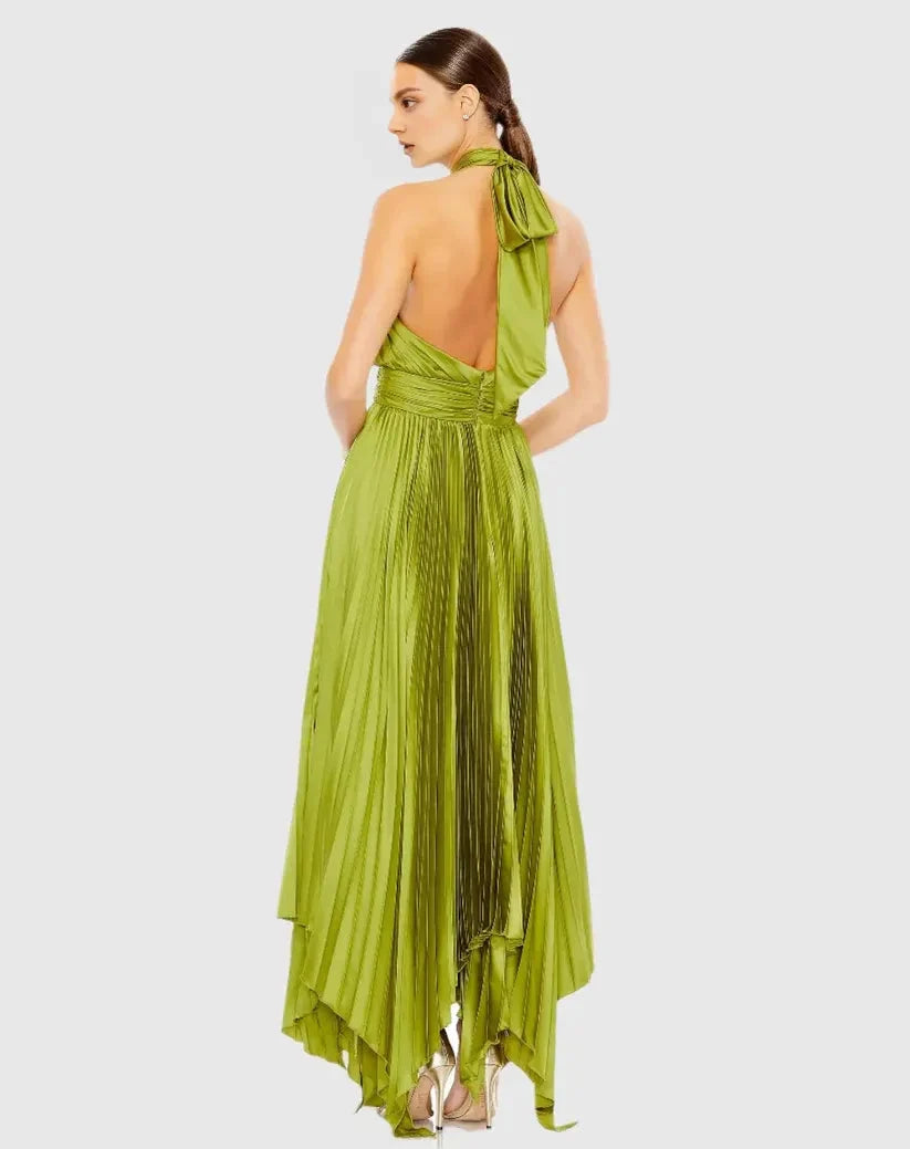 Refined Beautiful Timeless Special Occasion Elegant Olive Green Halter Sleeveless Prom Dress