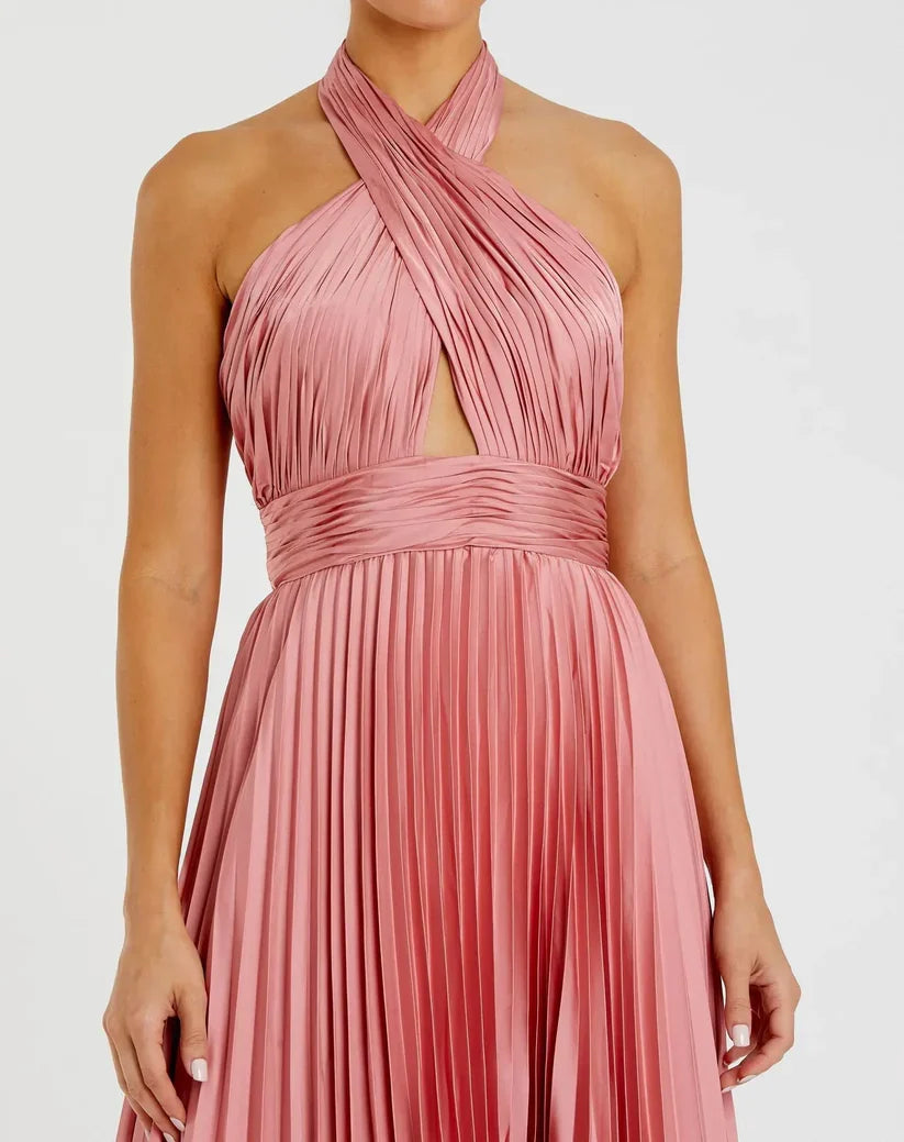 Refined Beautiful Timeless Special Occasion Elegant Olive Green Halter Sleeveless Prom Dress