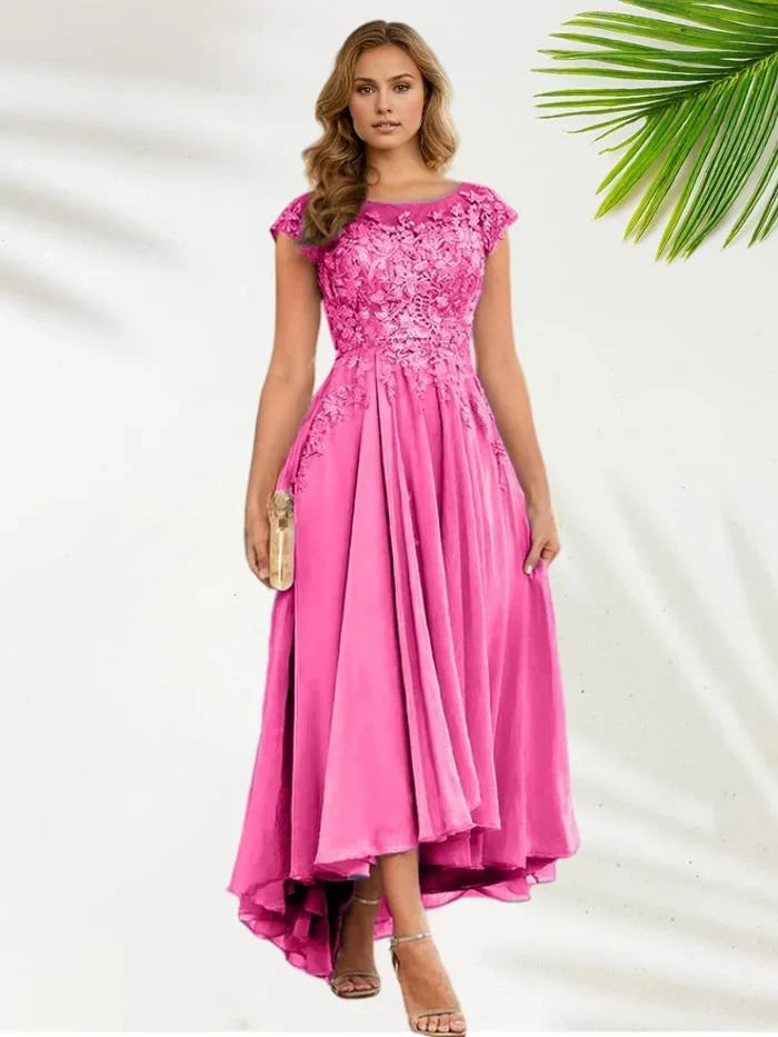 Graceful Stylish Refined Elegant Chiffon Illusion Floor-Length Mother of the Bride Dress