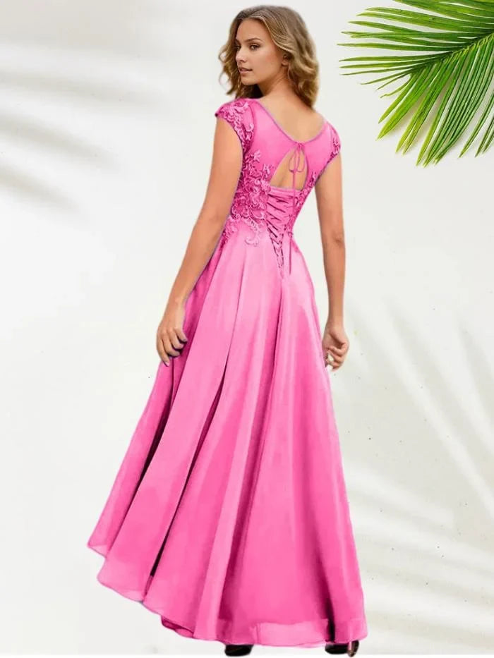 Graceful Stylish Refined Elegant Chiffon Illusion Floor-Length Mother of the Bride Dress