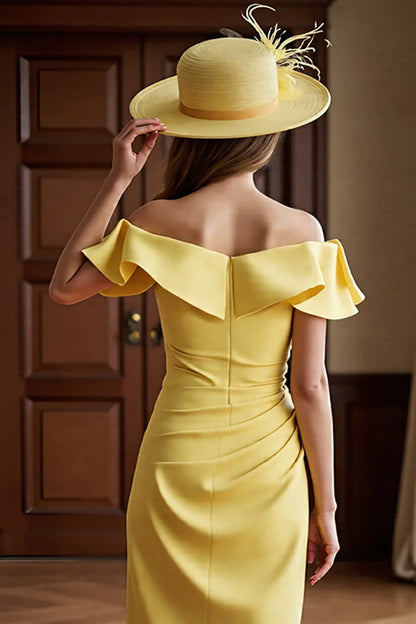 Sophisticated Graceful Stylish Elegant Red Bodycon Tea-Length Mother of the Bride Dress