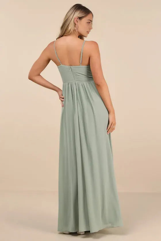 Green Prom Dress Spaghetti Straps Plunging V Neck and Alluring Sheer - Inset Waist for a Stunning Look