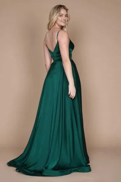 Green Spaghetti-Straps Sleeveless Column Evening Dresses With Ruffles