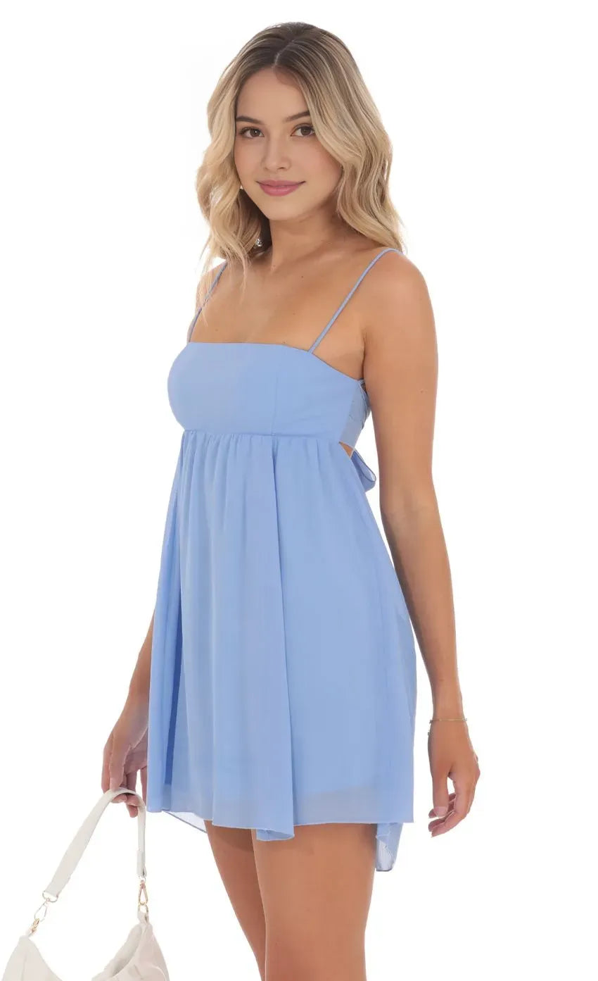 Light Blue Homecoming Dresses Spaghetti Straps Square Neck Flowy Silhouette A Perfect Blend of Freshness and Femininity for Back to School Events