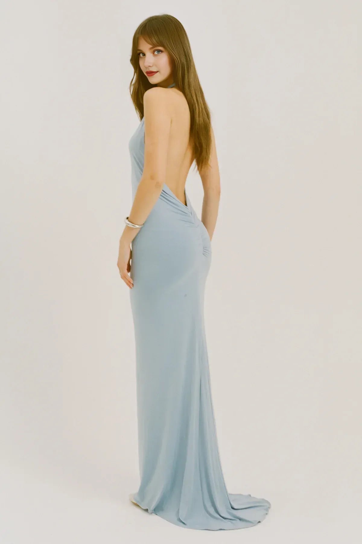 Refined Beautiful Timeless Special Occasion Sophisticated Elegant Mermaid Halter Sleeveless Evening Dress
