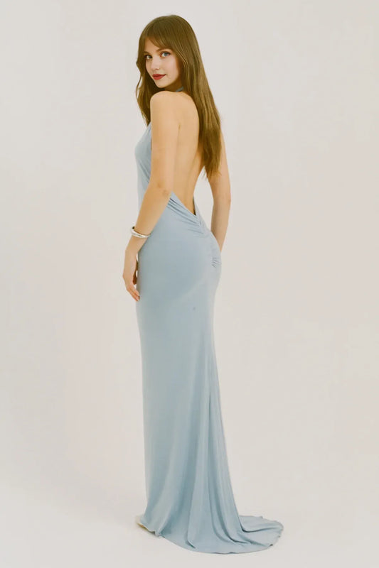 Refined Beautiful Timeless Special Occasion Sophisticated Elegant Mermaid Halter Sleeveless Evening Dress