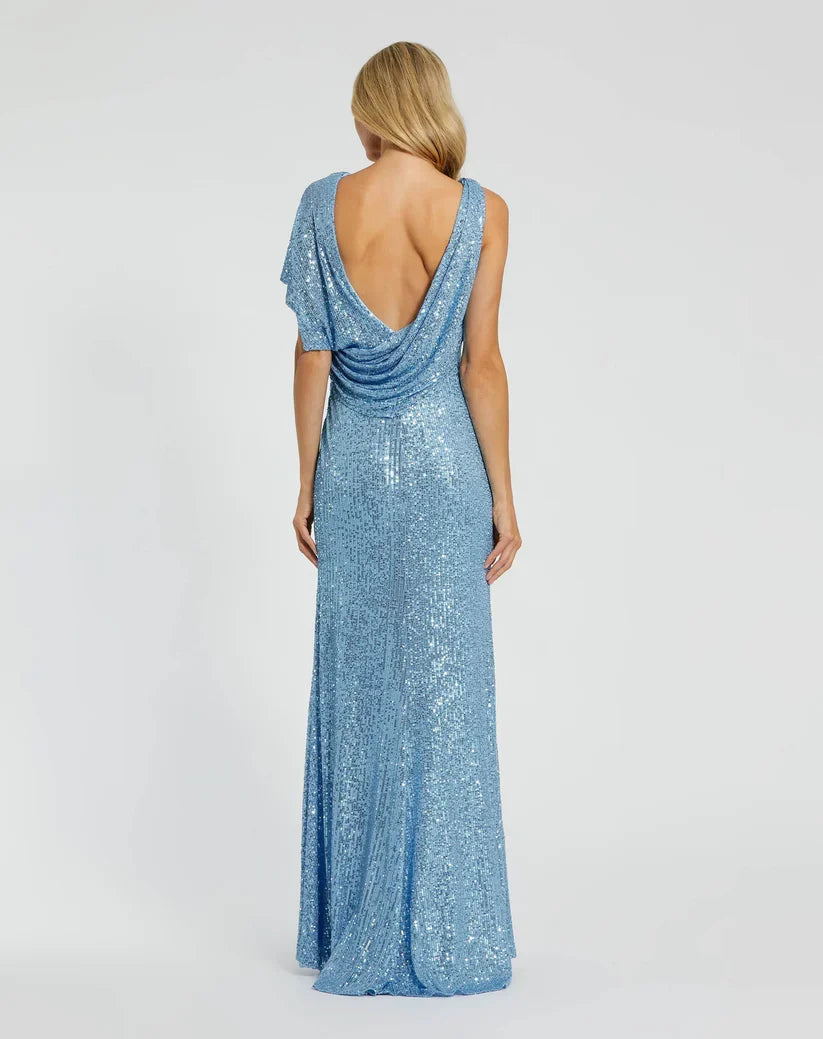 Beautiful Timeless Special Occasion Elegant Light Blue Sequin Mermaid Sleeveless Prom Dress