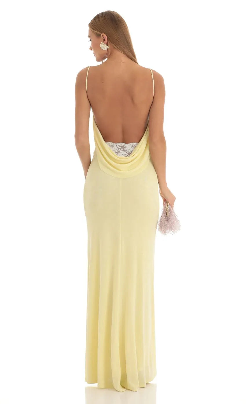 Yellow Pale Prom Dress with Draped Neckline Ruched Detailing Mermaid Skirt A Must - Have for Sophisticated Proms
