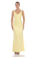 Yellow Pale Prom Dress with V - Neckline and Square Shoulder Straps A Must - Have for Stylish Proms