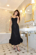 Mermaid Spaghetti Strap Ruffle Midi Prom Dress