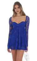 Blue Royal Homecoming Dress Sweetheart Neckline Sheer Sleeves Empire Waist Flared Mini Skirt for Sophisticated Events