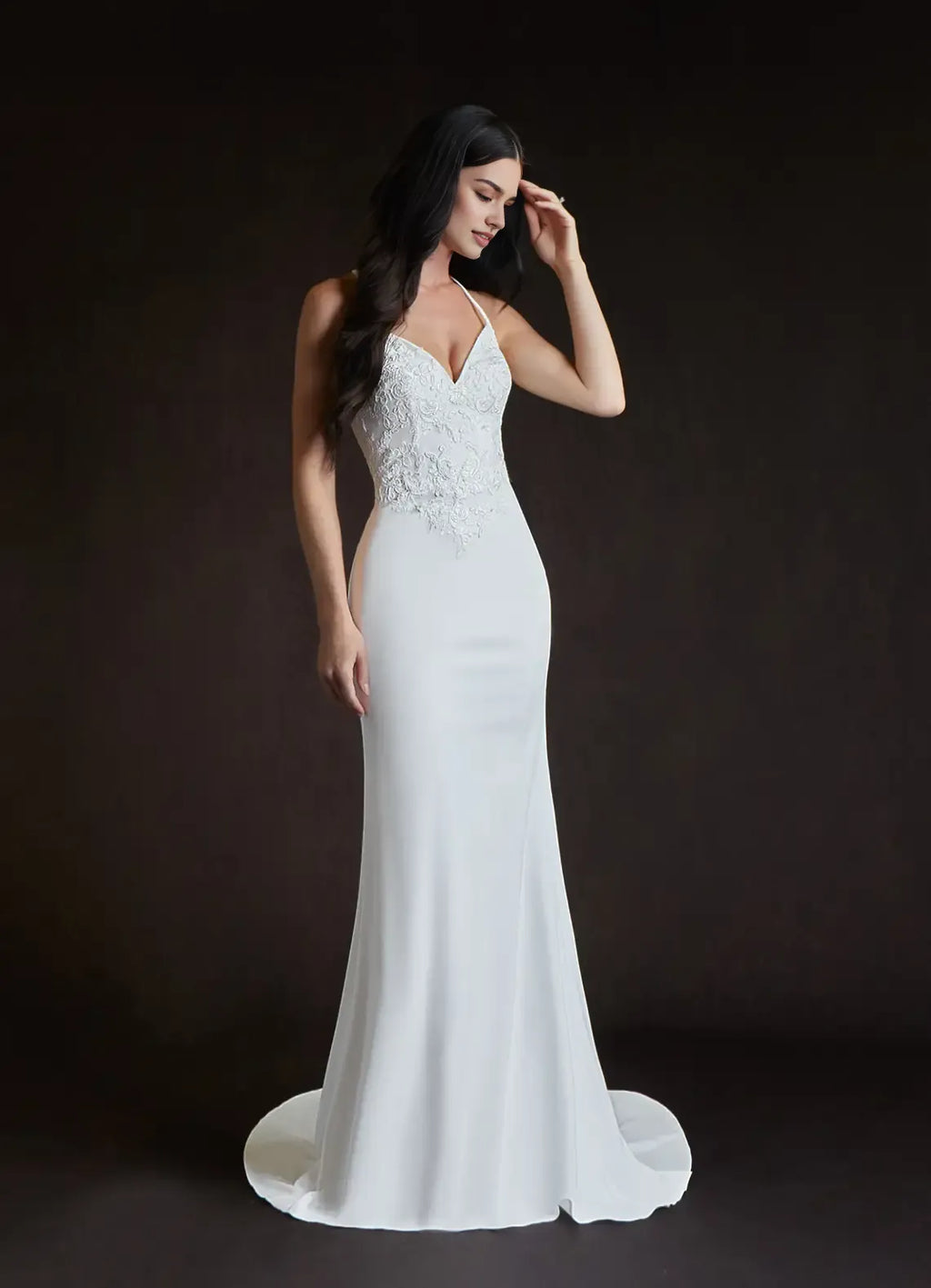 Mermaid Wedding Dress Spaghetti Straps Plunging V - Neck Bodice Train Ideal for Fashion