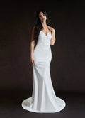 Mermaid Wedding Dress Spaghetti Straps Plunging V - Neck Bodice Train Ideal for Fashion