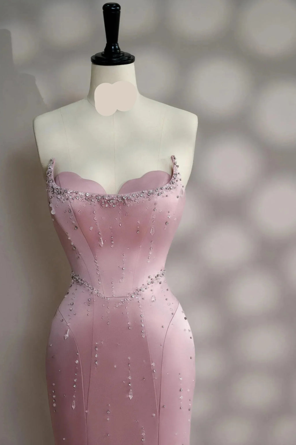Pink Sheath Sweetheart Strapless Beaded Midi-Length Evening Dress