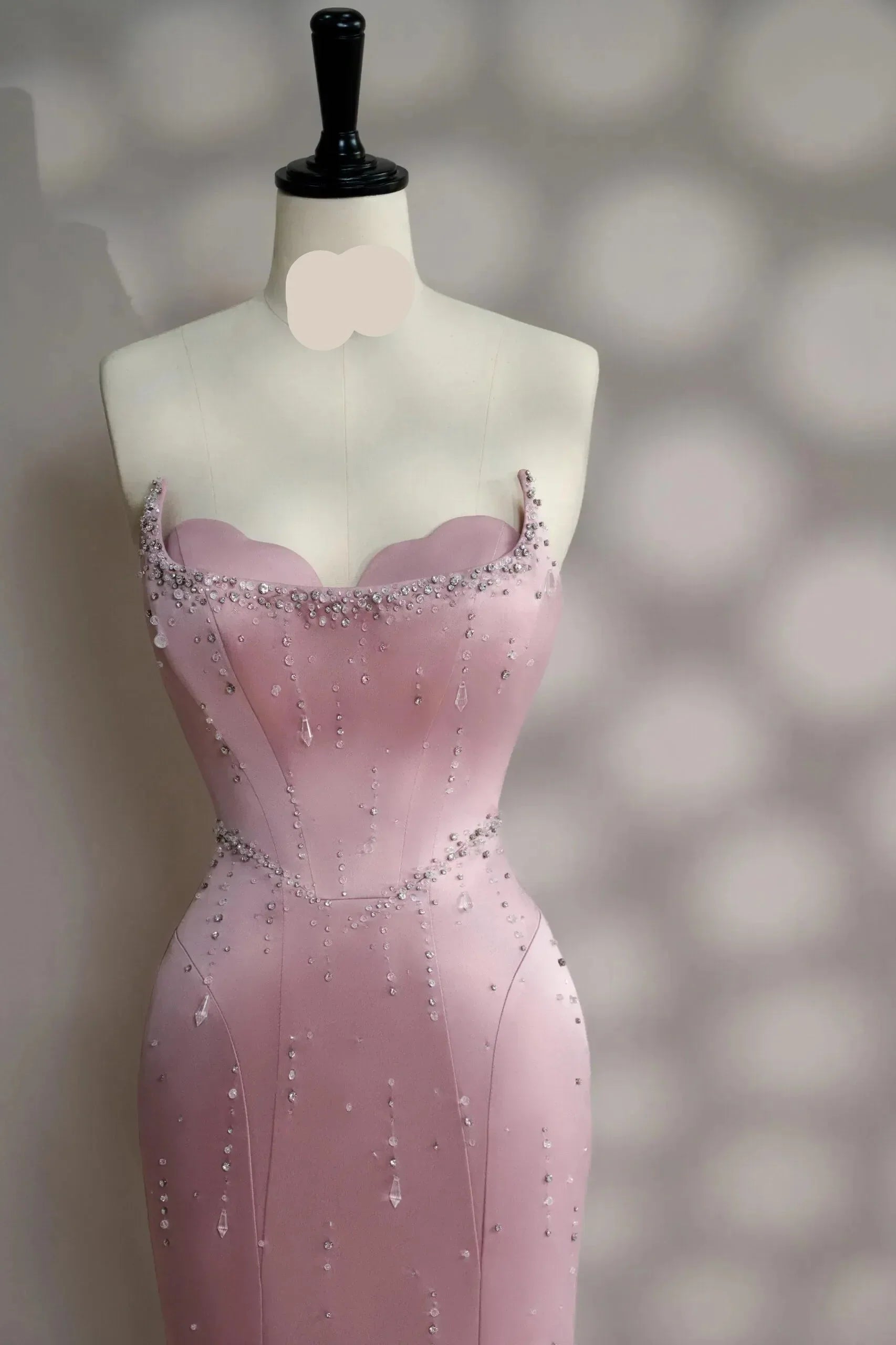 Pink Sheath Sweetheart Strapless Beaded Midi-Length Evening Dress