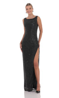 Black Sleeveless Prom Dress High Slit Detail All Over Sparkle Dance the Night Away at Prom