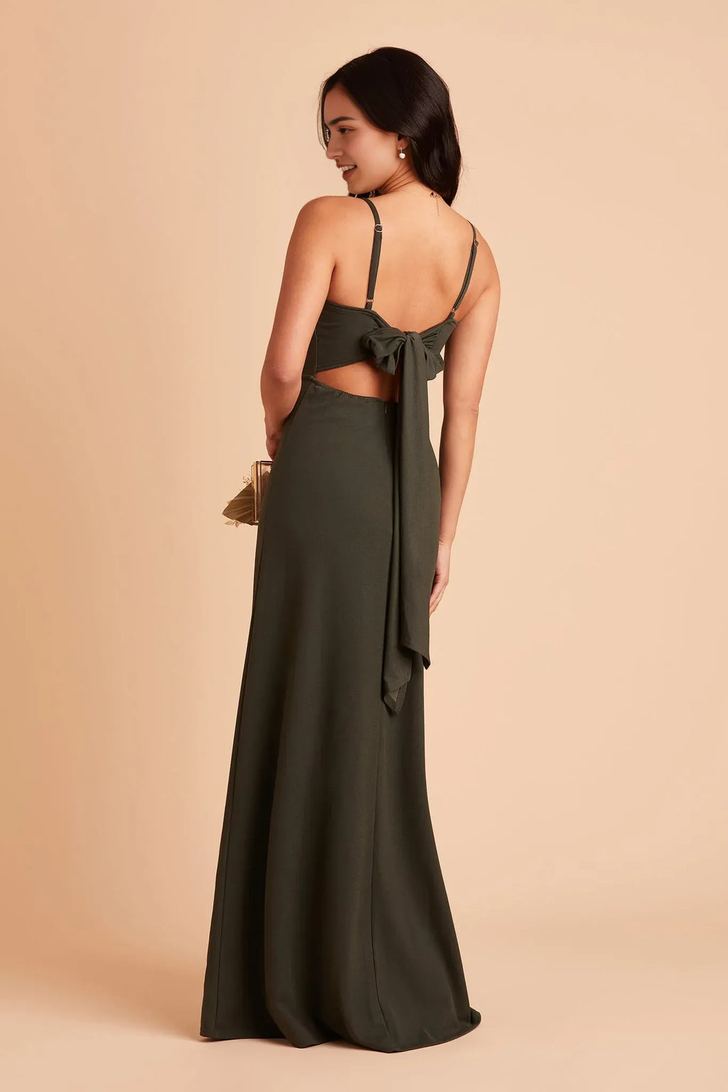 Green Spaghetti Strap Square Neck Prom Dresses in Olive Side Slit for Glamorous Balls and Parties