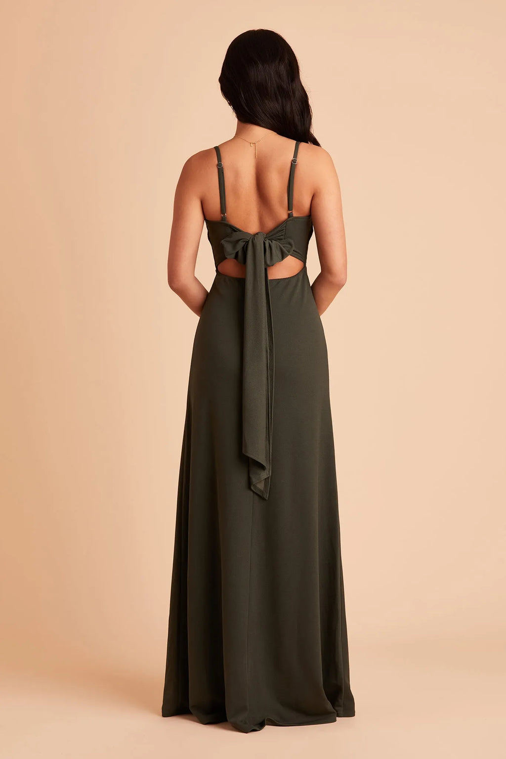 Green Spaghetti Strap Square Neck Prom Dresses in Olive Side Slit for Glamorous Balls and Parties