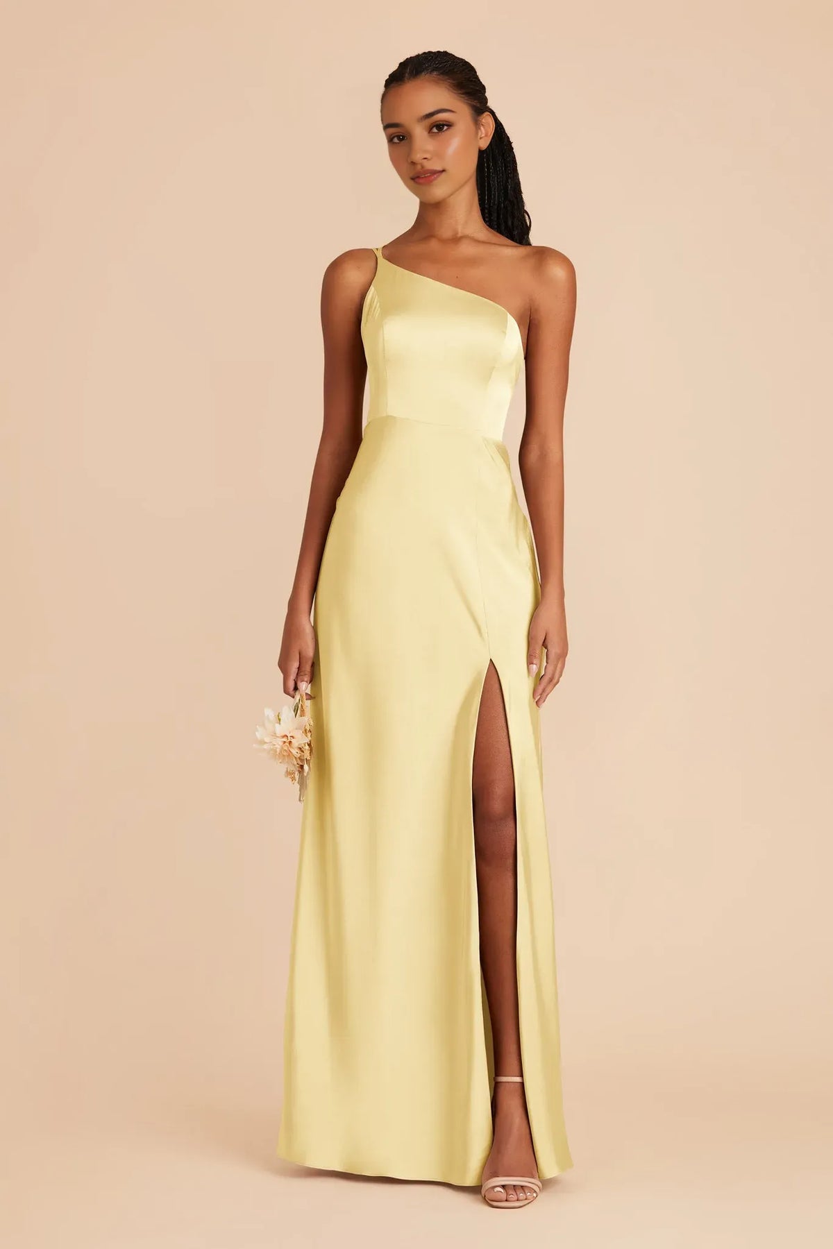 Yellow One - Shoulder Prom Dress Silhouette with Side Slit for City Sophistication