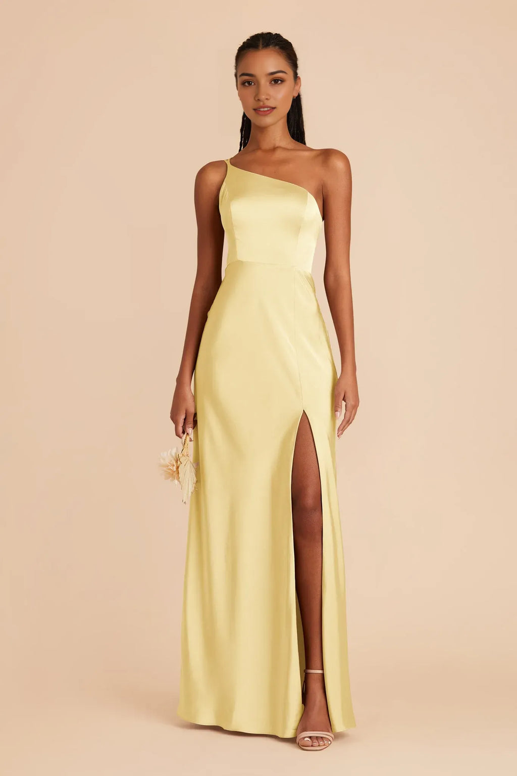 Yellow One - Shoulder Prom Dress Silhouette with Side Slit for City Sophistication