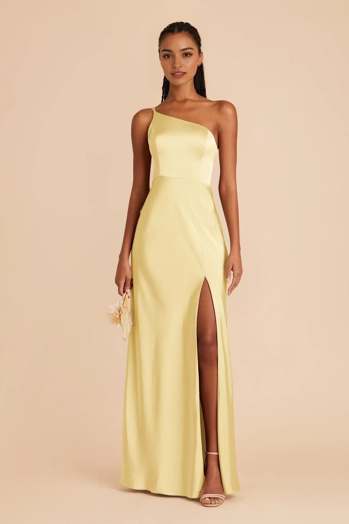 Luxurious Red Slit A-Line One-Shoulder Classic-Sleeve Classic-Back Floor-Length Prom Dress