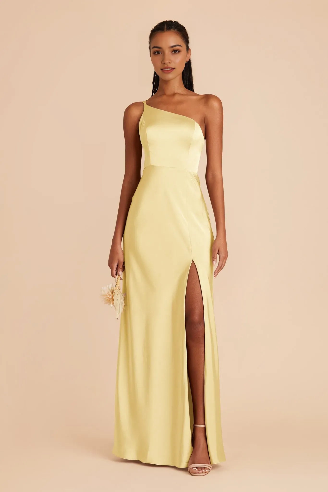 Yellow One - Shoulder Prom Dress Silhouette with Side Slit for City Sophistication