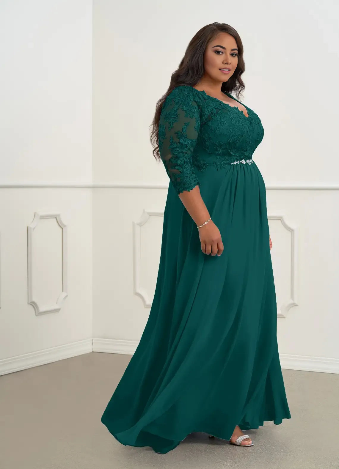 Sophisticated Graceful Stylish Elegant Chiffon A-Line V-Neck Mother of the Bride Dress