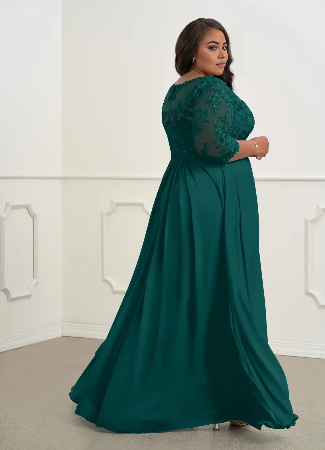 Sophisticated Graceful Stylish Elegant Chiffon A-Line V-Neck Mother of the Bride Dress