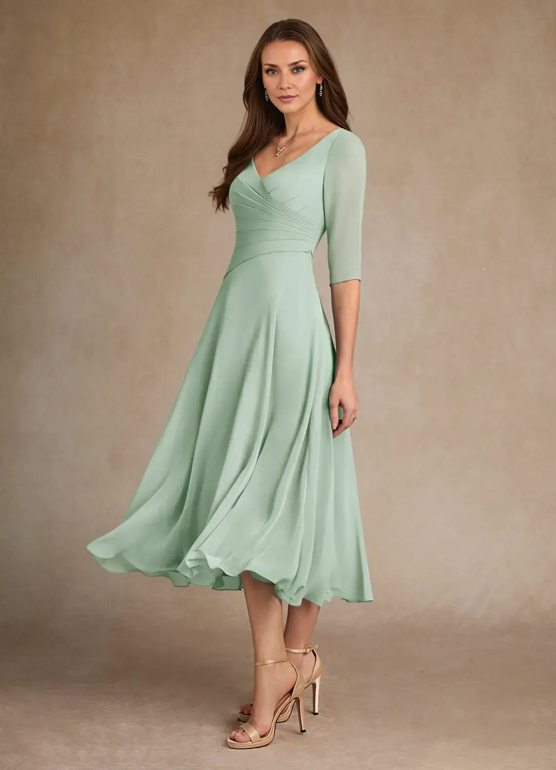 Refined Beautiful Elegant Chiffon A-Line Pleated Mini Mother of the Bride Dress
