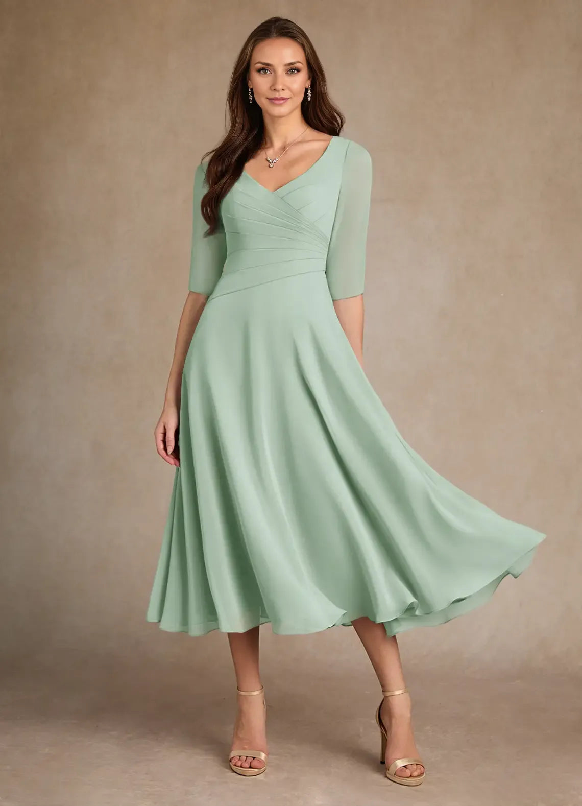 Refined Beautiful Elegant Chiffon A-Line Pleated Mini Mother of the Bride Dress