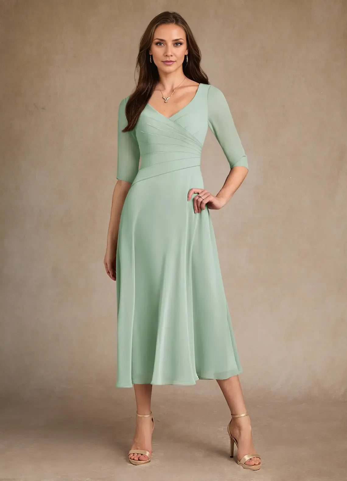 Refined Beautiful Elegant Chiffon A-Line Pleated Mini Mother of the Bride Dress