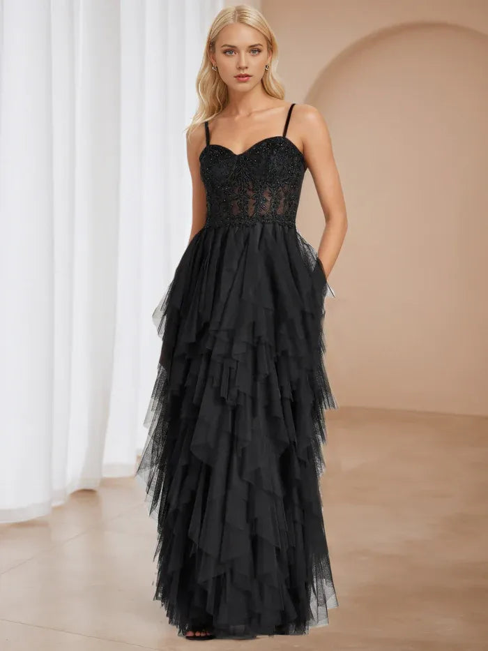 Cinnamon Rose A-Line Appliques Prom Dresses