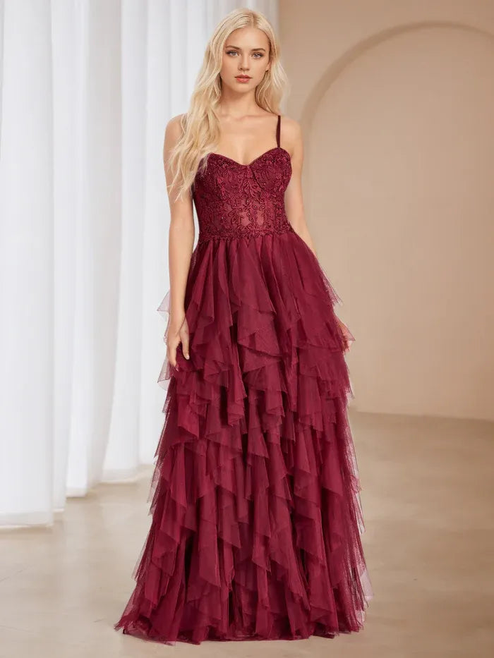 Cinnamon Rose A-Line Appliques Prom Dresses