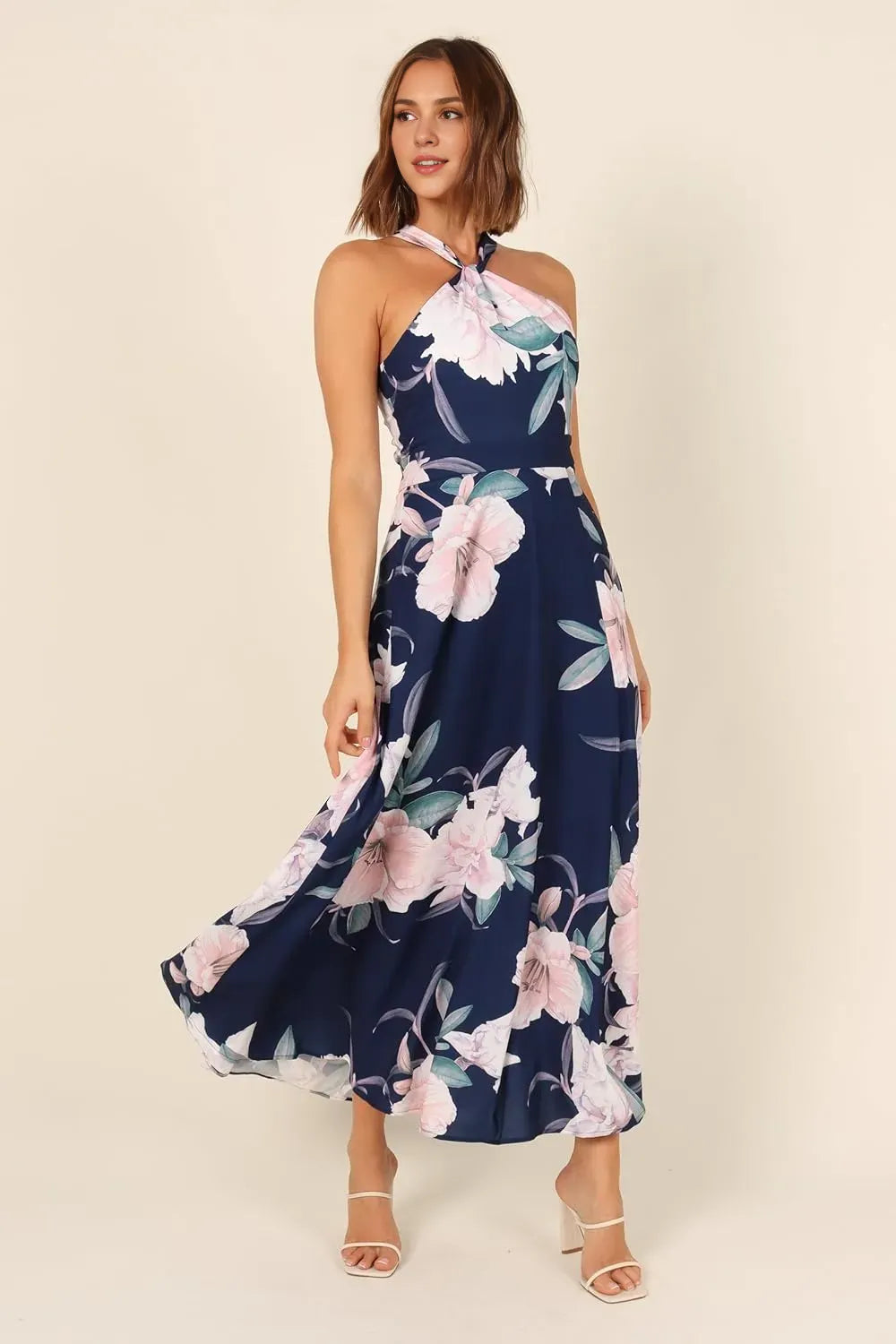 Special Occasion Sophisticated Graceful Stylish Elegant Navy Blue A-Line Halter Sleeveless Prom Dress