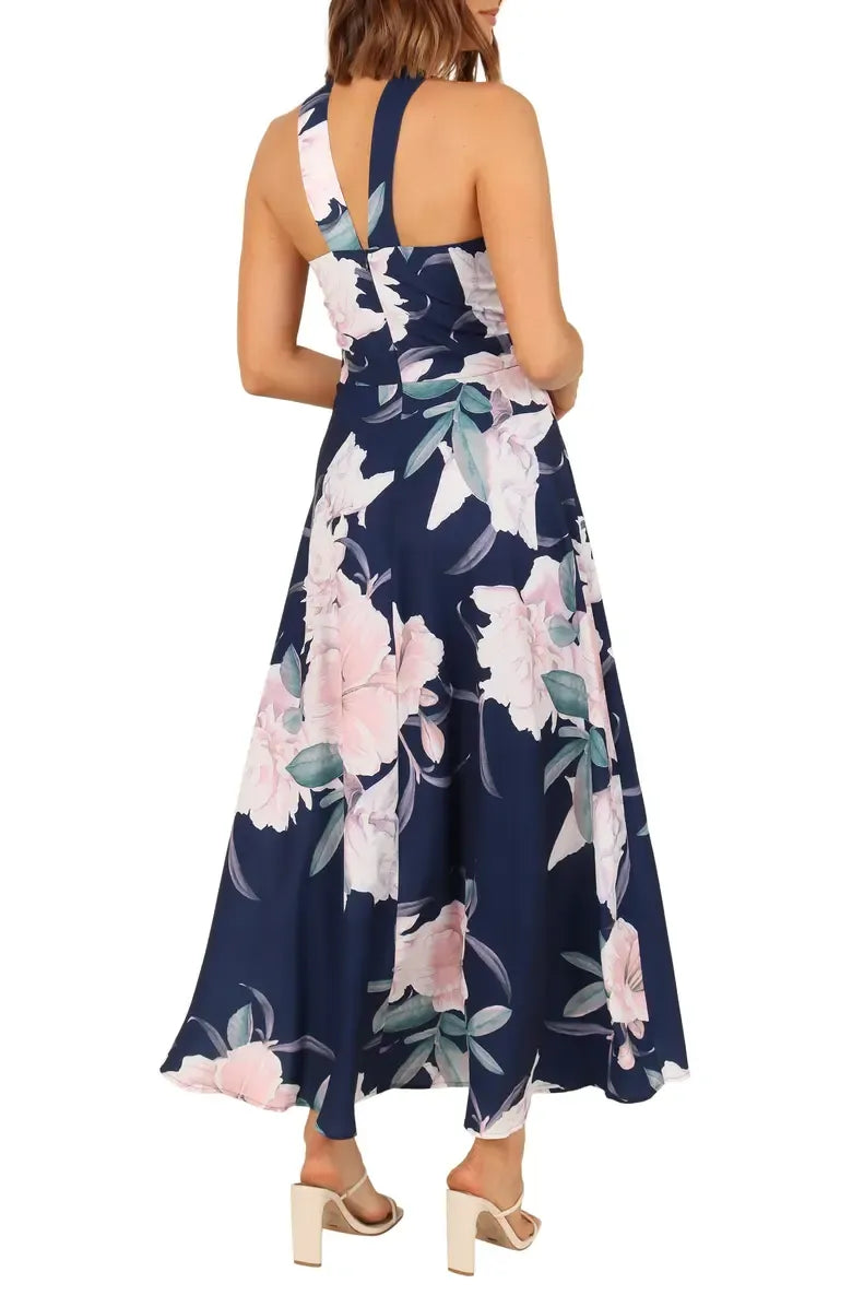 Special Occasion Sophisticated Graceful Stylish Elegant Navy Blue A-Line Halter Sleeveless Prom Dress