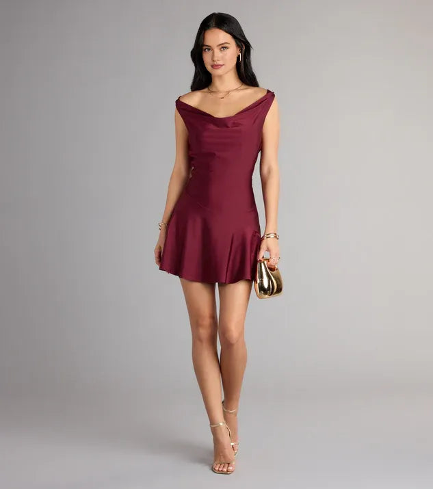 Stylish Refined Beautiful Timeless Elegant Sequin A-Line Cowl Sleeveless Mini Homecoming Dress