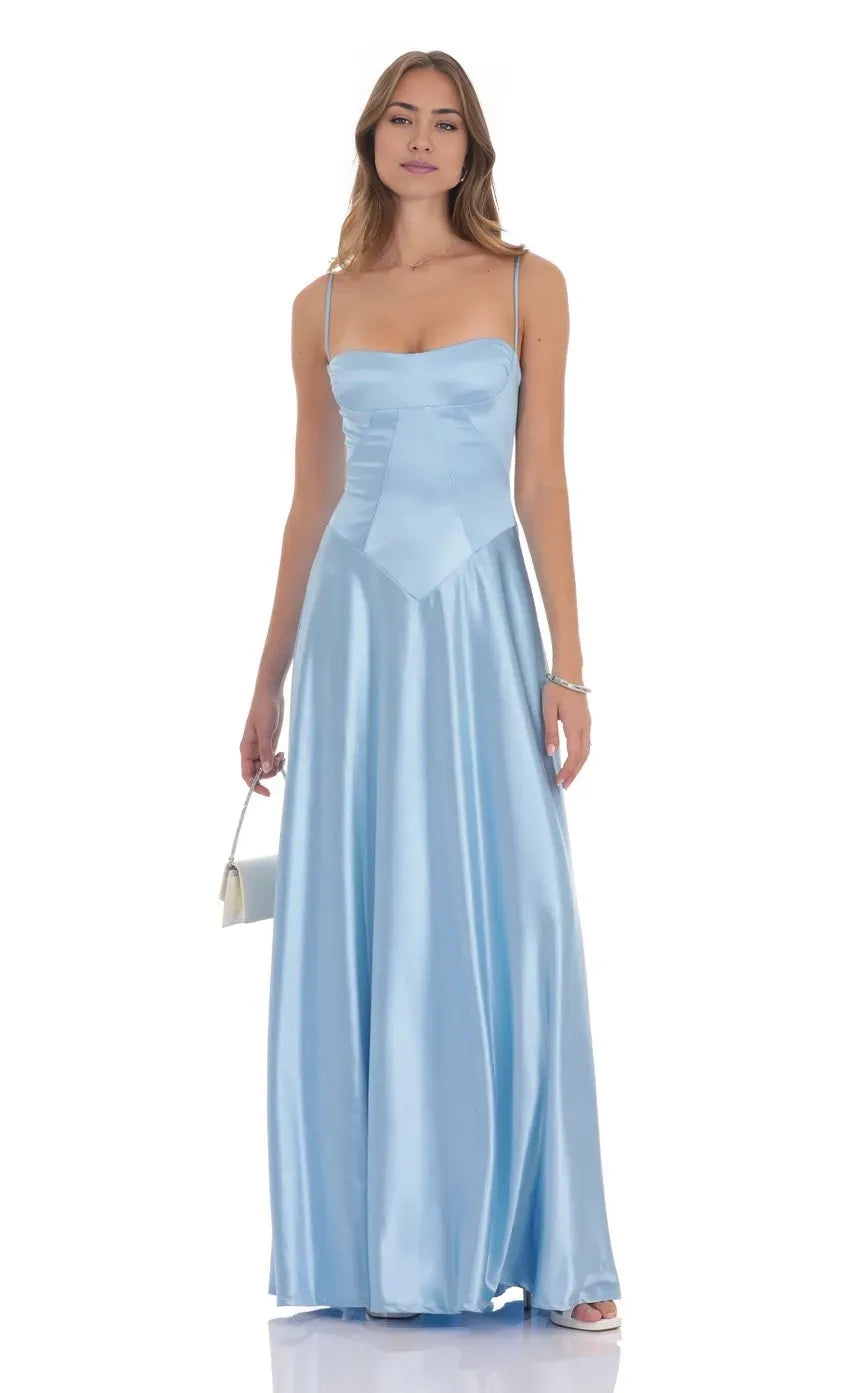 Special Occasion Sophisticated Graceful Elegant A-Line Square Neck Sleeveless Floor-Length Prom Dress