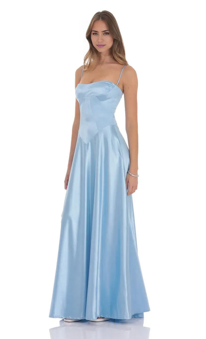Special Occasion Sophisticated Graceful Elegant A-Line Square Neck Sleeveless Floor-Length Prom Dress
