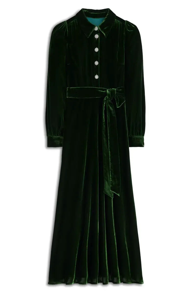 Timeless Special Occasion Elegant Red Velvet A-Line Long Sleeve Long Prom Dress