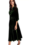 Timeless Special Occasion Elegant Red Velvet A-Line Long Sleeve Long Prom Dress