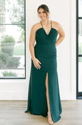 Graceful Stylish Refined Elegant Emerald Green Chiffon A-Line Sleeveless Floor-Length Prom Dress