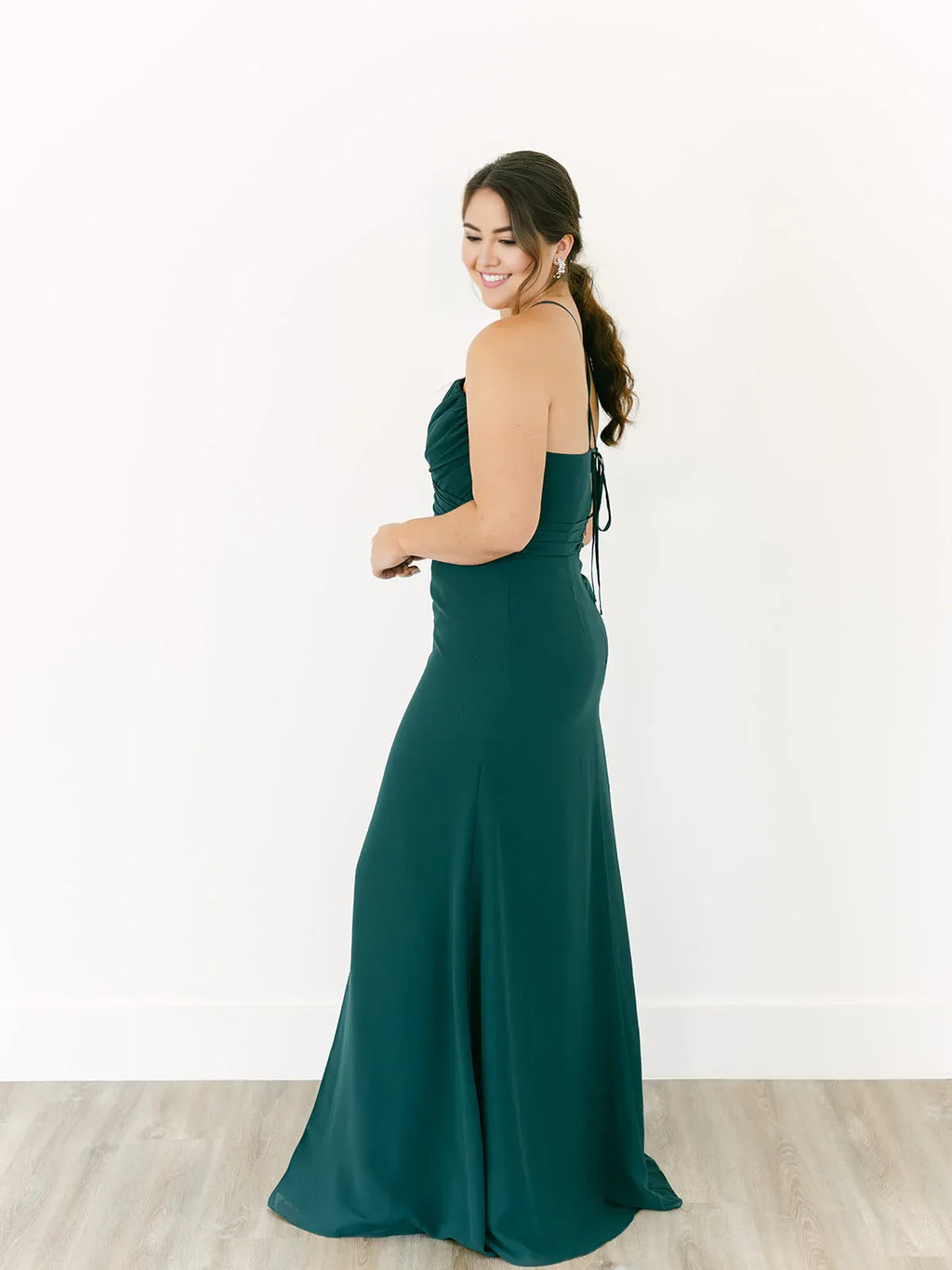 Graceful Stylish Refined Elegant Emerald Green Chiffon A-Line Sleeveless Floor-Length Prom Dress