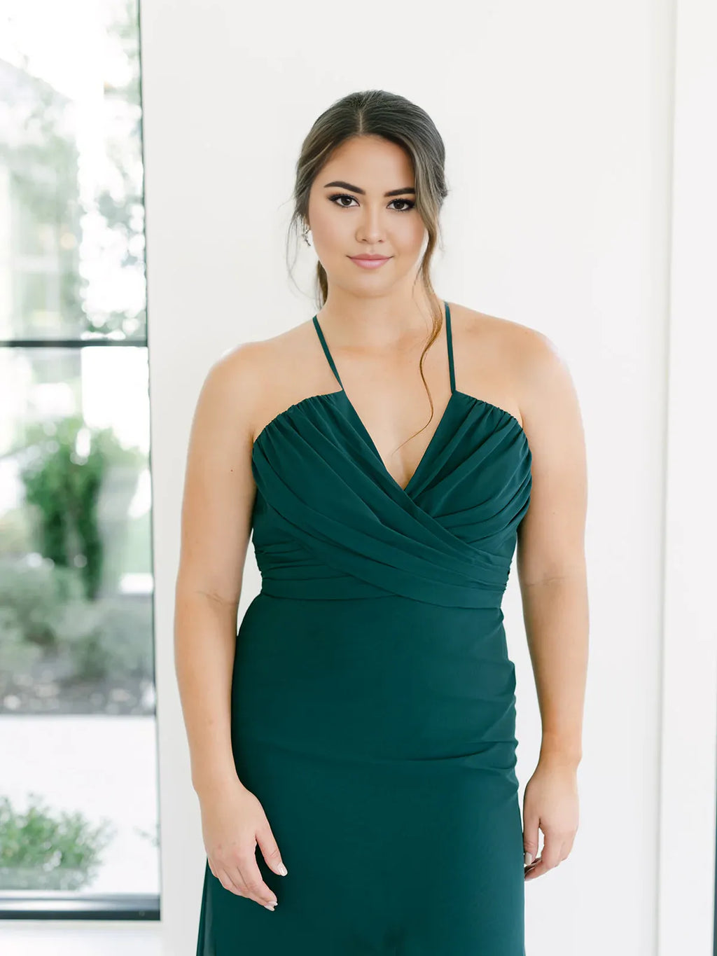 Graceful Stylish Refined Elegant Emerald Green Chiffon A-Line Sleeveless Floor-Length Prom Dress