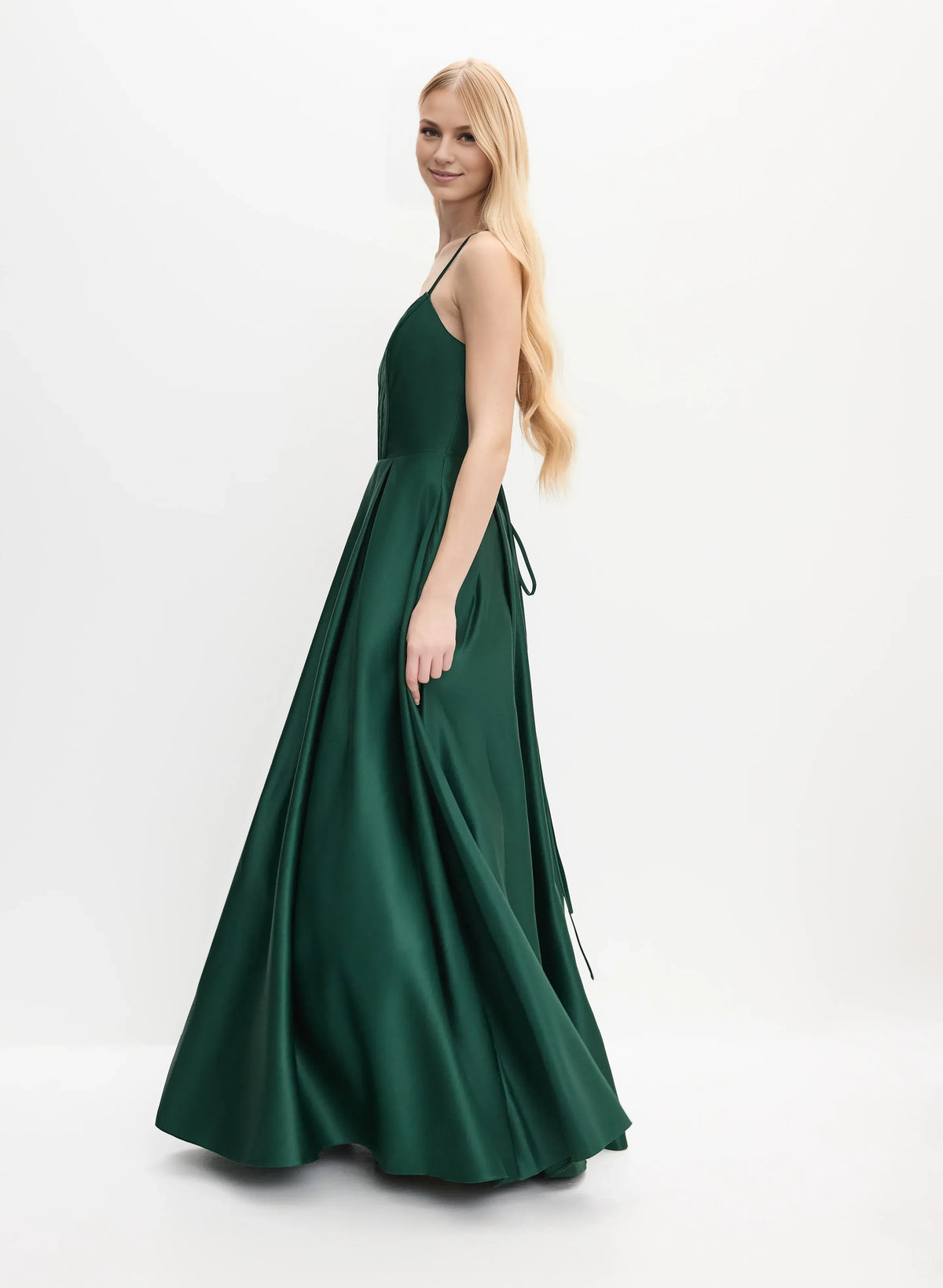 Timeless Special Occasion Elegant Emerald Green Satin A-Line Sleeveless Floor-Length Prom Dress