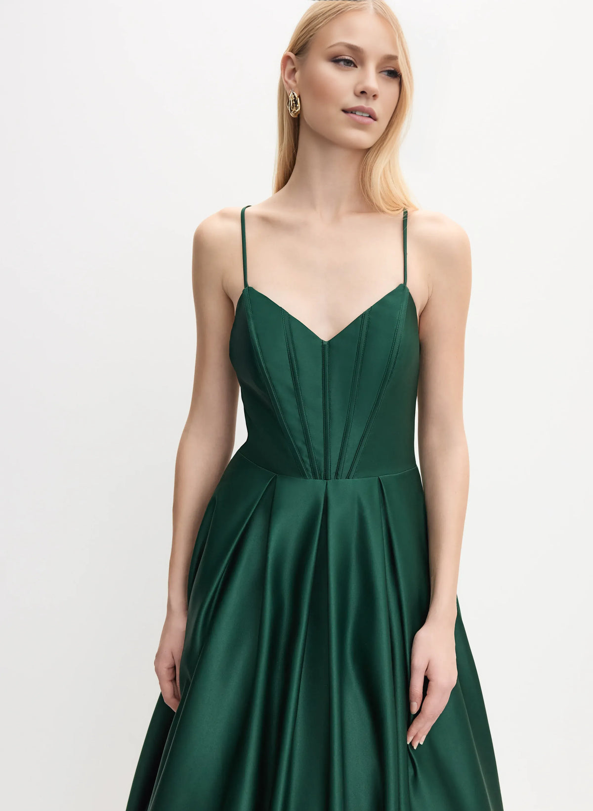 Timeless Special Occasion Elegant Emerald Green Satin A-Line Sleeveless Floor-Length Prom Dress