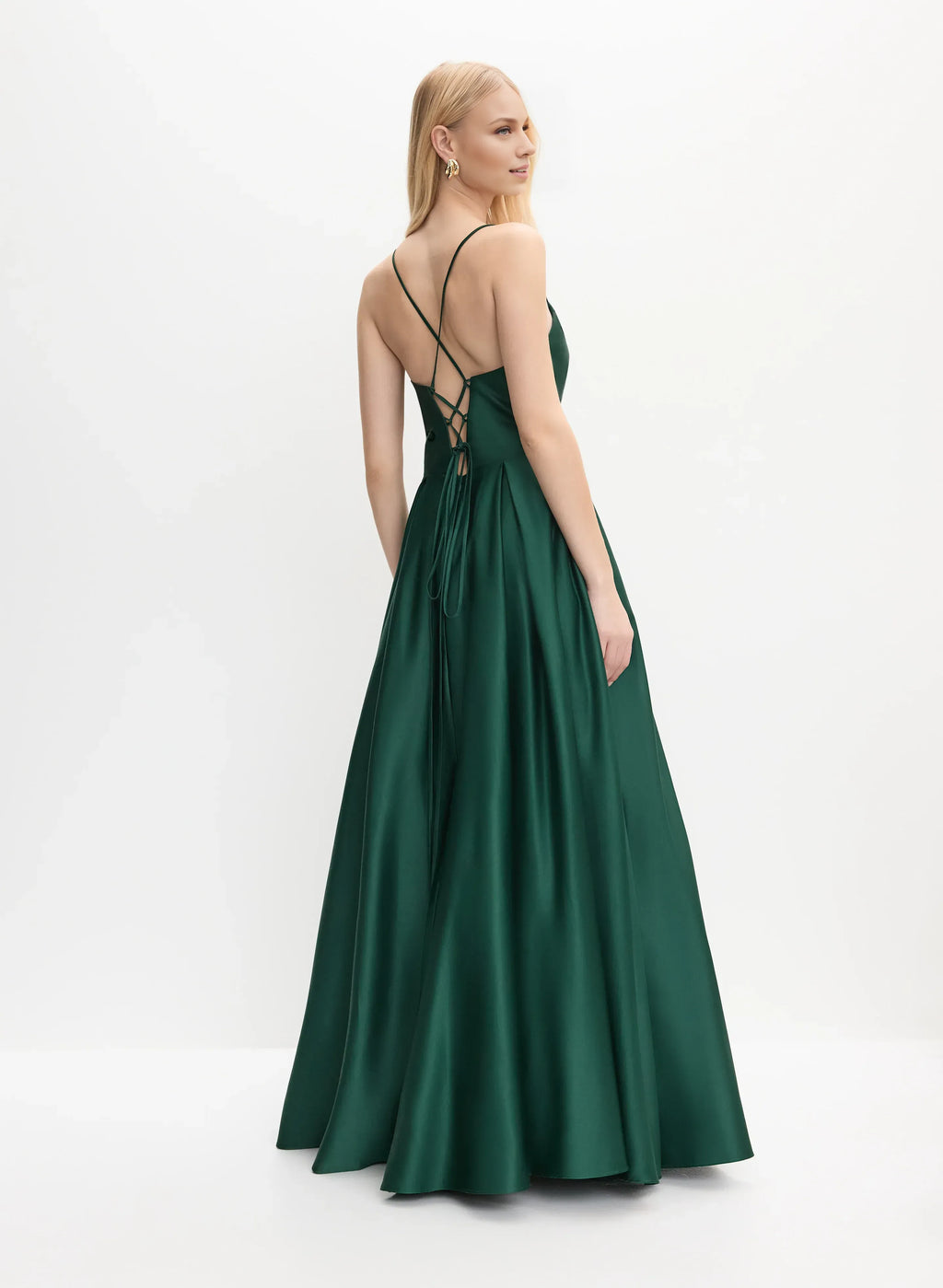Timeless Special Occasion Elegant Emerald Green Satin A-Line Sleeveless Floor-Length Prom Dress