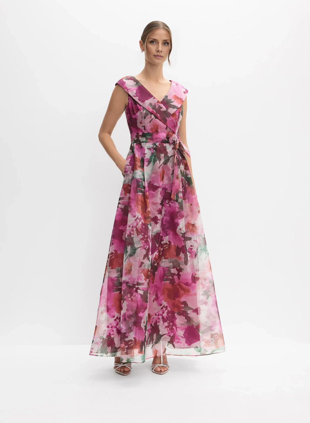 Refined Beautiful Timeless Elegant Pink Chiffon A-Line V-Neck Sleeveless Floor-Length Prom Dress