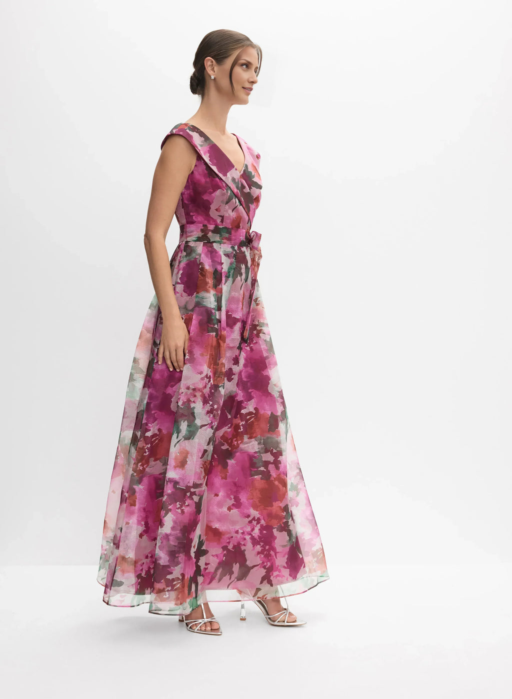 Refined Beautiful Timeless Elegant Pink Chiffon A-Line V-Neck Sleeveless Floor-Length Prom Dress